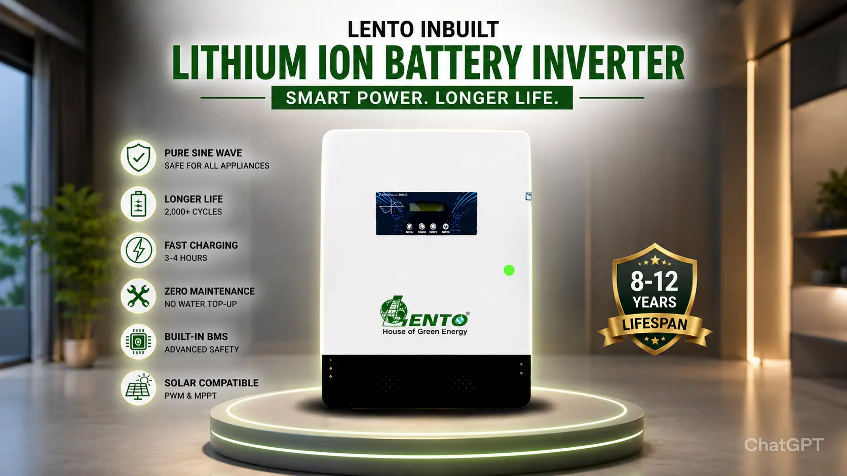 Inverter with Inbuilt Lithium Battery for Home